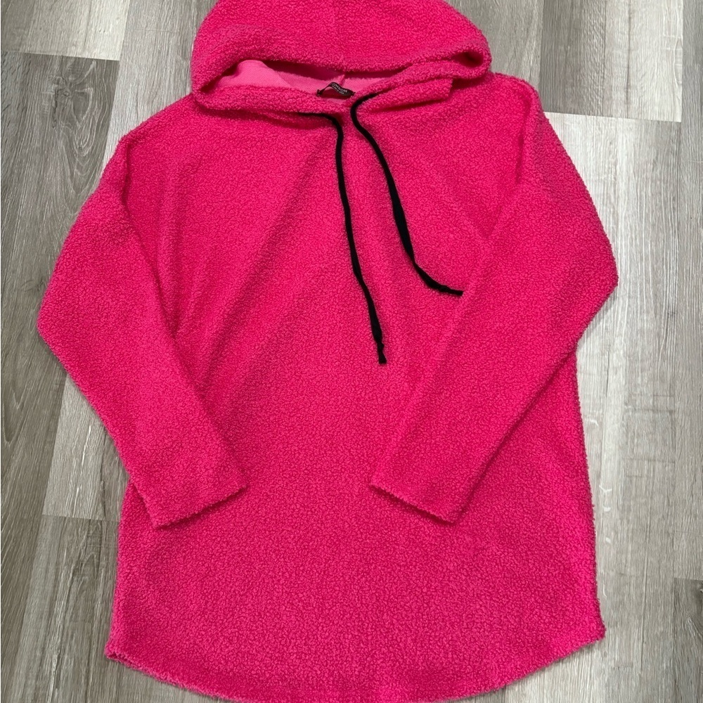 Bombom Hot Pink Sherpa Hoodie Pullover Women’s Medium Cozy Plush